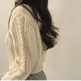 Chunky Knit Zip Up Cardigan for Women Zipper Front Long Sleet Sweater Coat Knitwear Crop Sweater Korean Chic Fall Winter Outfit