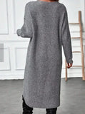 Long Knitted Sweater Women Gray Pullovers Autumn Winter Khaki Warm Fur Jumpers Maxi Y2k E-girl Jumper Work Sueter Mujer