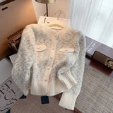 Autumn And Winter 2025 Elegant Korean Version Women Knitted Cardigan Sweater Coat Temperament Versatile Female Sweater Jacket