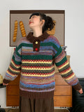 Vintage Print Harajuku Sweaters Women Loose Casual Knitted Pullover Lazy Wind Retro Female Preppy Style Long Sleeve Jumper Tops