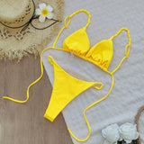 2025 3Pc Button Bikini Women Sexy Swimsuit Push Up Swimwear Female Bandeau Biquini Yellow Bathing Suit Summer Bodysuit Beachwear