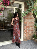 Designer Insect Floral Cowls Sleeveless Long Dress For Women 2024 Summer A Line Bodycon Midi Dress New Collection