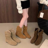 Elegant Comfortable Women's Shoes Autumn Winter Height-increasing Women's Boots Retro Minimalist Midsole Round Toe Boots 44