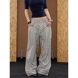 Pbong   Man's Wear Casual Suit Pants Striped Lace-Up Button Loose Fit Draped Trousers Summer Korean Style Men Clothing