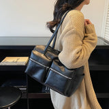 Pbong  High Capacity Travel Bag Women's Commuter Shoulder Bag Fitness Dance Storage Large Capacity Handbag Stylish PU Material