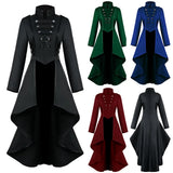 Pbong  Latest medieval dress, tailcoat, flip collar, irregular hem, retro long top, European and American fantasy adventure set