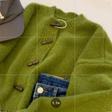 Vintage Soft Supple Round Neck Sweater Knitted Cardigan Jacket For Women Spring Autumn Idle Style Top