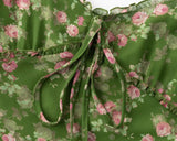 Green Pink Floral Print Women Dress For Summer 2025 New V-neck Chiffon Long Dresses Fashion High Waist Vacation Beach Vestidos