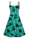 2025 Women's Beach Dresses Palm Tree Print Hawaii Vacation Dress Spaghetti Strap V Neck A Pendulum Mini Dress