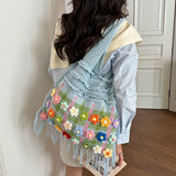 Women Knitted Hobo Tote Bag Big Knit Shoulder Bags Large Capacity Daily Shopping Travel Handbags and Purses Summer New