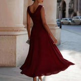 Pbong  Elegant Sleeveless Party Maxi Dress Women Summer Fashion Solid Color Backless Slim Long Dresses Casual
