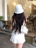 Pbong  Sexy Sweet ort Skirt Svel Strapl Dr Women's Summer Commute Sle Korean Version A-Line Dr Polyester Fiber