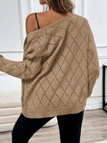 Autumn and winter casual solid color shoulder cardigan knitted sweater