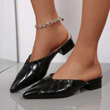 Pointed Toe Flats Slippers Women Fashion Shoes Summer Mules Sandals Dress Pleated Slingback Slides New Women Sandals