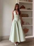 Women Sexy Deep V-neck Pleated Lace-up Halter Dress Elegant Backless High Waist A-line Long Dresses Vocation Party Vestidos