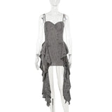 Women's Gothic Hole Sleeveless Irregular Mini Dress Backless Vintage Punk Bodycon Party Dress for Festival Halloween
