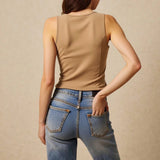 Vests Spring Summer French  Skinny Fit Single Breasted Lace-Up Sleeveless V-Neck Fashion Vests For Women
