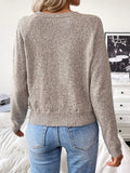 Autumn and winter solid color casual round neck pullover long sleeved women's knitted sweater