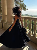 Sexy Backless Deep V-neck Maxi Dress For Women Solid Off Shoulder High Waist Pleated A-line Dresses Female Prom Party Club Robe