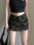 Pbong  Camouflage Cargo Skirt Women Streetwear Y2K Sexy Mini Skirt American Vintage High Waist Casual Female Slim Skirt Summer New