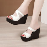 High Heel Wedges Sandals For Women  Summer New Platform Fashion Footwear Red Black White Large Size Sandals