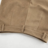 Pbong  New Autumn/Winter Vintage Suede Half Skirt for Women Elegant Commuting Brown Slit Straight Suit Skirt High Waist Long Skirt
