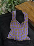 Pbong  Causal Commuter Canvas Shoulder Bags Purple Yellow Color Blocked Large Capacity Commuter Tote Bag New