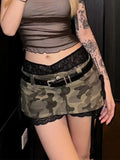 Hot Girl Strap Design Camouflage Low-waist Denim Miniskirt New Style