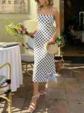 Pbong  White Loose Spliced Printing Dress for Women Square Collar Sleeveless French Vacation Dresses Female Summer Fashion