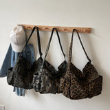 Pbong  Leopard Cloth Tote Bags Lady Shopper Shopping Shoulder Bag for Women Korean Fashion Y2K Casual  Crossbody Bags