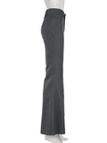 Y2K Vintage Slightly Flared Suit Pant Fashion Elegant Casual Low-rise Straight Skinny Solid Trousers Streetwear Clothes