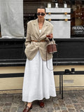 Cotton Linen White Long Skirt High Waist Zipper Casual Autumn Skirt New Fashion Spring Skirts Female Clothing