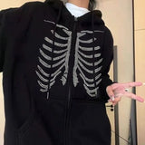Euramerican Autumn Winter High Street Sweatshirts Y2k Aesthetic Gothic Diamond Design Harajuku Cardigan Loose Vintage Clothes