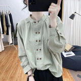 New Spring Autumn Women's Blouse 2025 Stand Up Collar Versatile Ladies  Shirt Fashion Double Breasted Buttons Leisure Lady Top