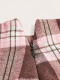 Pbong  Kawaii Plaid Lace Trim Ruffle Hem Skirt