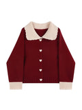 Women's Cashmere Sweater Loose Casual Turn-down Collar Single Breasted Knitted Pullovers Female Elegant Soft Sweet Retro Jumper