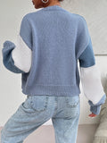 New color blocked off shoulder knitted sweater cardigan