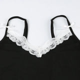 Black Strap V Neck Split Bow Dress