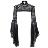 Punk Flare Sleeves Lace Cover Tops for Women  Black Overall Coquette Chic Sexy Smocks  Mesh T-shirt Streetwear Top