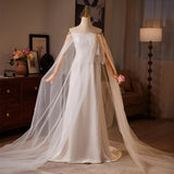 Elegant Simple Satin Wedding Dress for Short Women Strapless Long Evening Gown High Quality Feel Bridal Gown by Aimin