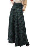 Vintage Plaid Checked Long Skirts Women Autumn High Waist Party Maxi Skirt Fashion Christmas Clothes Holiday Faldas Saia