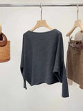Asymmetric Knit Poncho Sweater for Women Long Sleeve Boat-neck Pullover Tops Cosy Knitwear Ladies Autumn Winter Casual Outfit