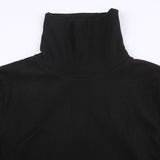 Black Warm Shaggy Turtleneck Ruched Dress