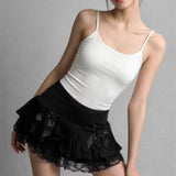 Korean New All Match Lace Edge Design High Street Skirts Y2k Aesthetic Summer Ruffle Slim A-line Short Jupe  Tiered Punk Skirt
