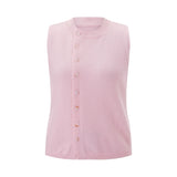Pbong  Women Sweater Vest Elegant Front Button Round Neck Cardigan Crop Tops Chic Fashion Tank Tops Casual Streetwear