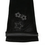 Euramerican Spice Woemn Star Hot Diamond Print Casual Pants Y2k Spliced Low Waist Drawstring Trousers Harajuku Velvet Flare Pant