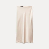 2025 Pink Sweet Satin Long Skirt New Solid Color High Waist Elegant Slim Summer Women Skirt Fashion Party Female Clothing