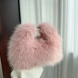 Luxury Faux Fur Ladies Shoulder Bags Soft Plush Female Evening Clutch Purse Handbags Women's Small Tote Fluffy Crossbody Bag