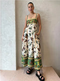 Holiday Printed Long Maxi Dresses Women Beach Straps Slip Sleeveless Summer Loose Dress Casual Fashion Fairycore Vestido