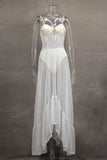 Transparent Mesh Slip Dress Sexy Hollow Out A-line Long Dress Fashion Female Vestidos 2025 Summer New Sheer Club Party Dress